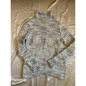 Belldini‎ Womens Tweed Heathered Turtleneck Sweater Size Large White/Blue knit